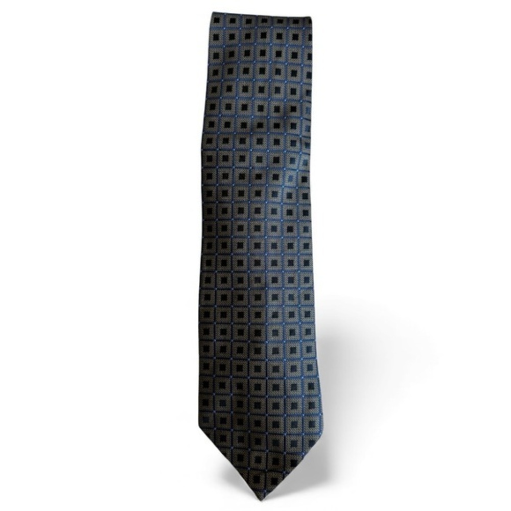 Roberto Villini Collezione Men’s Silk Tie – Navy‎ Gray  Italian Designer
